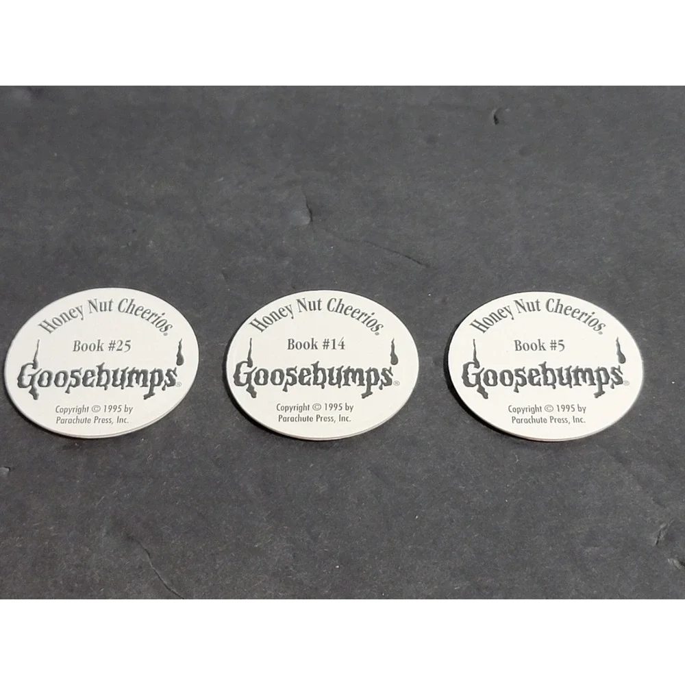 Vintage Goosbumps Books POGS Disks Lot Of 3 1990s Cap Game R L Stine